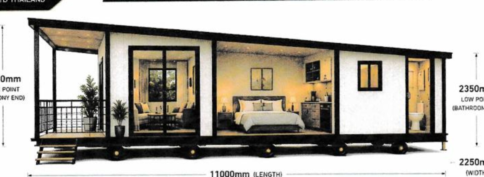 Indicative supplier image of an 11 metre portable modular home